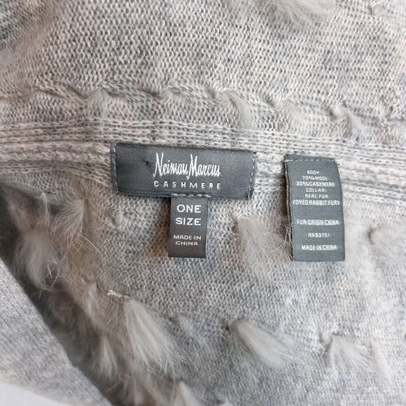 vintage Neiman Marcus cashmere wool blend poncho rabbit fur one size luxury rare - Picture 3 of 10